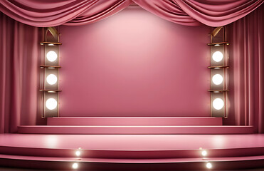 Escenario rosa con focos 3d - pink stage with 3d style spotlights