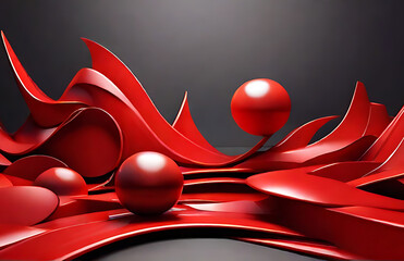 Imagen abstracta formas 3d rojo - 3d red shapes abstract background