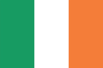 Flag of Ireland in a round shape. Tricolor: green, white, orange colors. Three vertical stripes. Isolated vector illustration on gray background.
