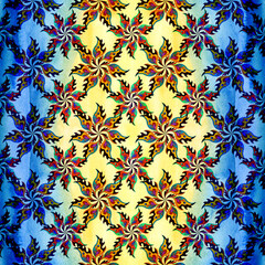 Floral ethnic motif. Ukrainian pattern. Seamless pattern. Decorative composition with floral motifs. Watercolor. Wallpaper. - 772450486