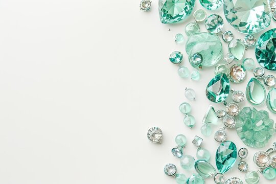 Assortment of turquoise gemstones on white