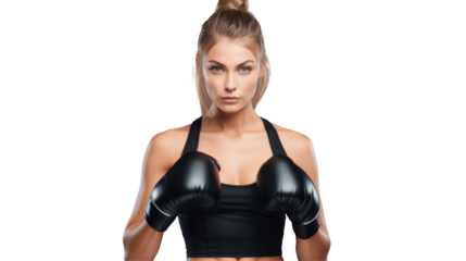 A singer wearing black boxing gloves and a sleeveless shirt is posing in front of a transparent background at an entertainment event with flash photography on transparent