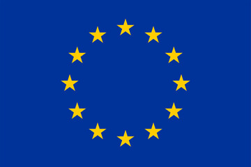 EU flag. European Union blue flag with yellow stars. - obrazy, fototapety, plakaty