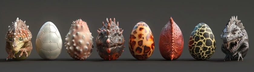 Hyperrealistic dragon egg with scifi genetic modifiers, evolution in progress - obrazy, fototapety, plakaty