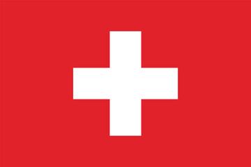 Switzerland flag. Red flag with a white cross in the center. - obrazy, fototapety, plakaty