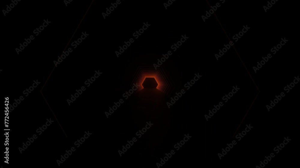 Poster explore a dark tunnel with neon lights glowing along the futuristic lines on the concrete floor, lea