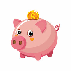 Piggy bank with golden coins.