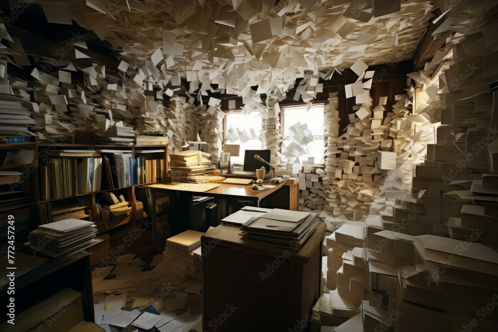 Poster stack paper office file. work papers. generate ai