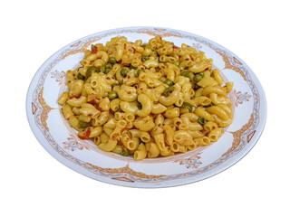 Delicious Macaroni Pasta cooked and served in plate as a food 