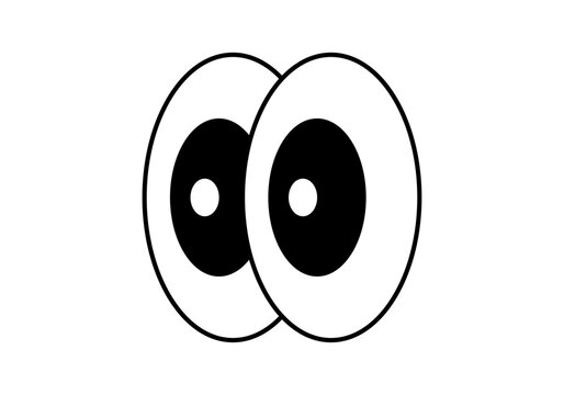 Icono negro de ojos mirando con caricatura. 