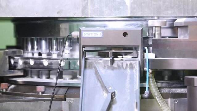 Pharmaceutical manufacturing tablet pill production line collage. montage of video clips of medicine drug tablets capsule on medical equipment. collection pharma making process compilation of videos