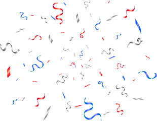 Party holiday blue, red and white color confetti and tinsel serpentine isolated elements design - 772458200