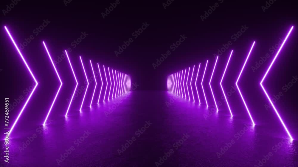 Poster a tunnel with purple neon lights shining through, creating a futuristic and vibrant atmosphere. 4k 3