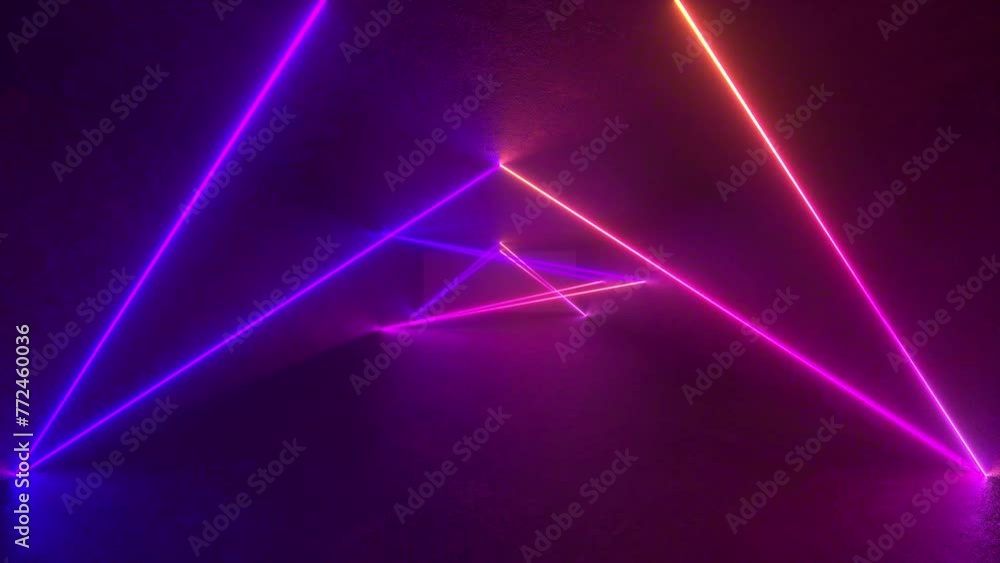 Poster two beams of light shine brightly in a dark room, creating a futuristic and captivating visual exper