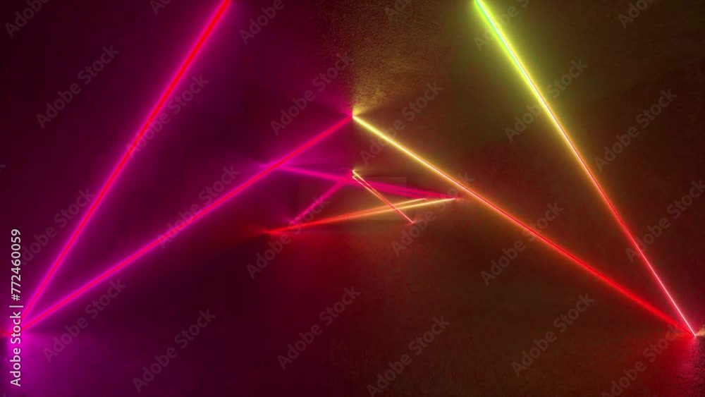Poster a look at red and green neon lights shining brightly on a concrete wall in a futuristic sci-fi setti