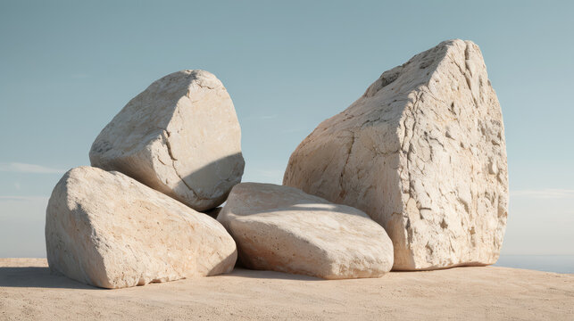 Group of Rocks on Sandy Beach