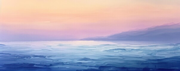 Naklejka na ściany i meble Soft pastel watercolor gradient, embodying the peaceful transition of dawn to dusk