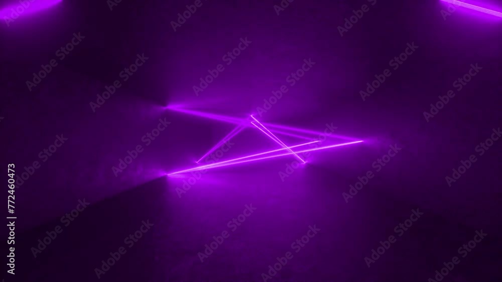 Poster a 3d animation featuring a purple background with a triangle in the center, surrounded by futuristic