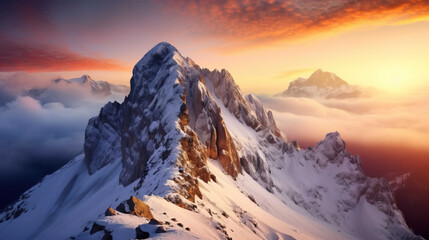 Fototapeta na wymiar Mountain Hoher Dachstein Sunrise, Generate AI