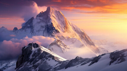   Mountain Hoher Dachstein Sunrise, Generate AI - obrazy, fototapety, plakaty