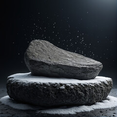 Rock Resting on Snow Pile