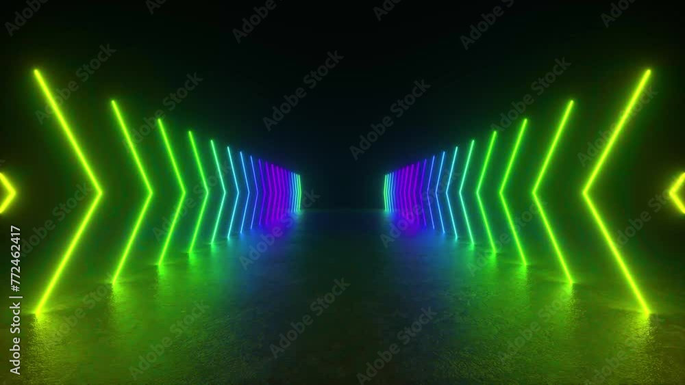 Poster neon-lit tunnel animation loop