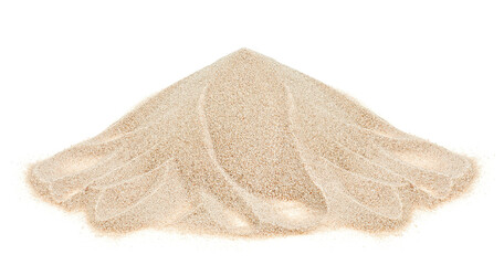 Fototapeta na wymiar Desert sand dunes isolated on a white background. Dry beach sand.
