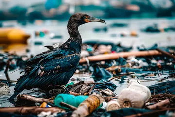 Fotobehang Oiseau malade à cause de la pollution © Concept Photo Studio