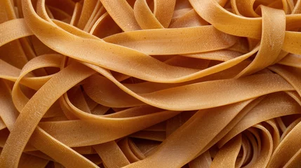 Poster Close-up of whole wheat fettuccine pasta. © Anna