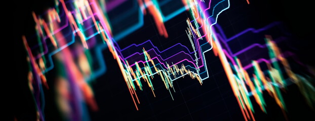 Abstract finance background. Graph on technology abstract background - obrazy, fototapety, plakaty