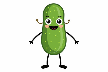 cute cucumber with legs and hands isolated silhouette black vector illustration