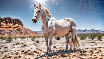 Horse in the desert of Arizona, United States. 3d rendering