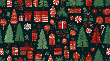 Christmas seamless pattern Xmas New year background .Generative AI