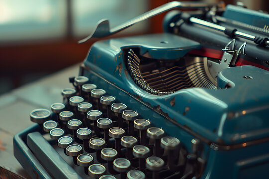 a vintage typewriter, evoking nostalgia for a bygone era of analog communication and creativity