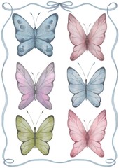 butterfly color set watercolor illustration