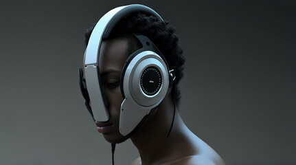 Abstract Conceptual Headphones from the Future .Generative AI - obrazy, fototapety, plakaty