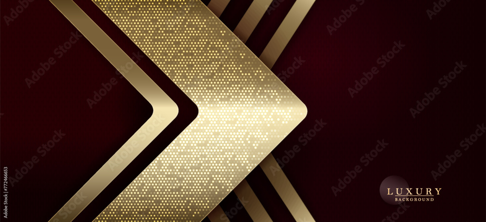 Wall mural dark abstract background with golden arrow with shiny mosaic.