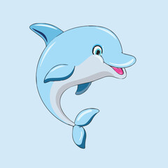 Happy Blue Dolphin Vector Design