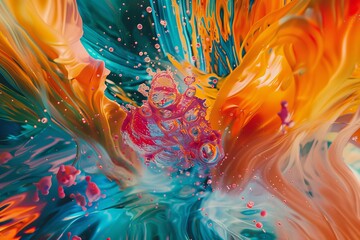 Vibrant colors swirling in futuristic underwater chaos generated by ai