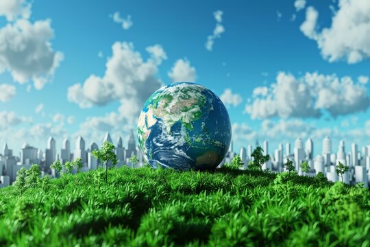 Conceptual Earth Globe on Green Grass