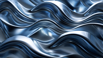 Obraz premium Smooth elegant blue silk or satin texture ,Liquid metallic texture with waves ,Wave Aluminium Steel Metal Sheet industry wall texture pattern background wall