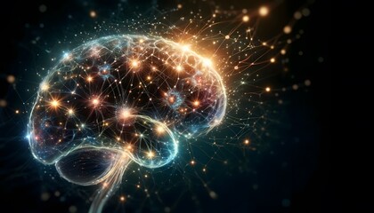 Neural Connections In The Brain, With Glowing Nodes And Links Symbolizing Neurons And Synapses