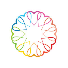 colorful hand drawn heart ornament line art