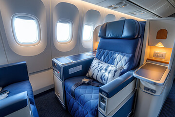 Luxurious Business Class Cabin Interior Comfortable Seating - Elegance Above the Clouds - 772469877