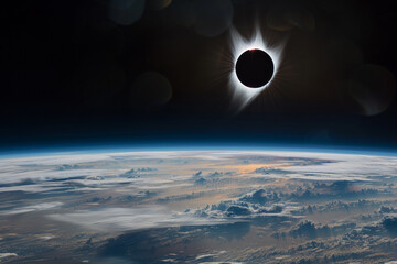Total Solar Eclipse Over Planet Earth, Stunning Celestial Event Captured, April 8 - 772470260