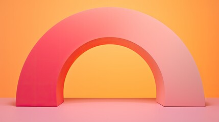 Two intersecting arcs in a soft gradient of pink and orange, evoking a sense of sunrise and a gentle, optimistic mood - obrazy, fototapety, plakaty
