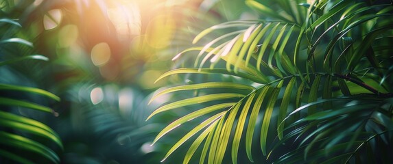 Fototapeta na wymiar Sunlight Filtering Through Tropical Tree Leaves