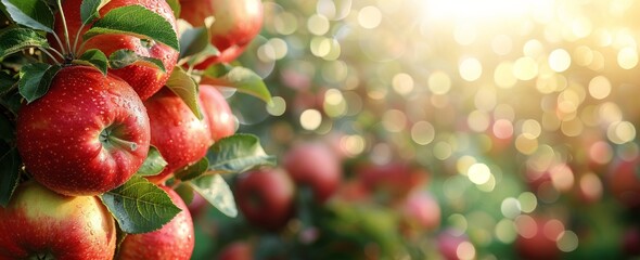 Red Apples Hanging From Tree - obrazy, fototapety, plakaty