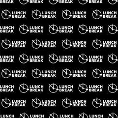 Lunch break icon isolated seamless pattern on black background