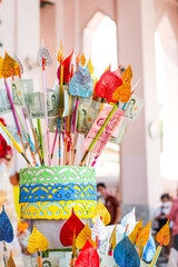 The Thai bill represents merit and is decorated to the ceremony of the religion at the temple in...